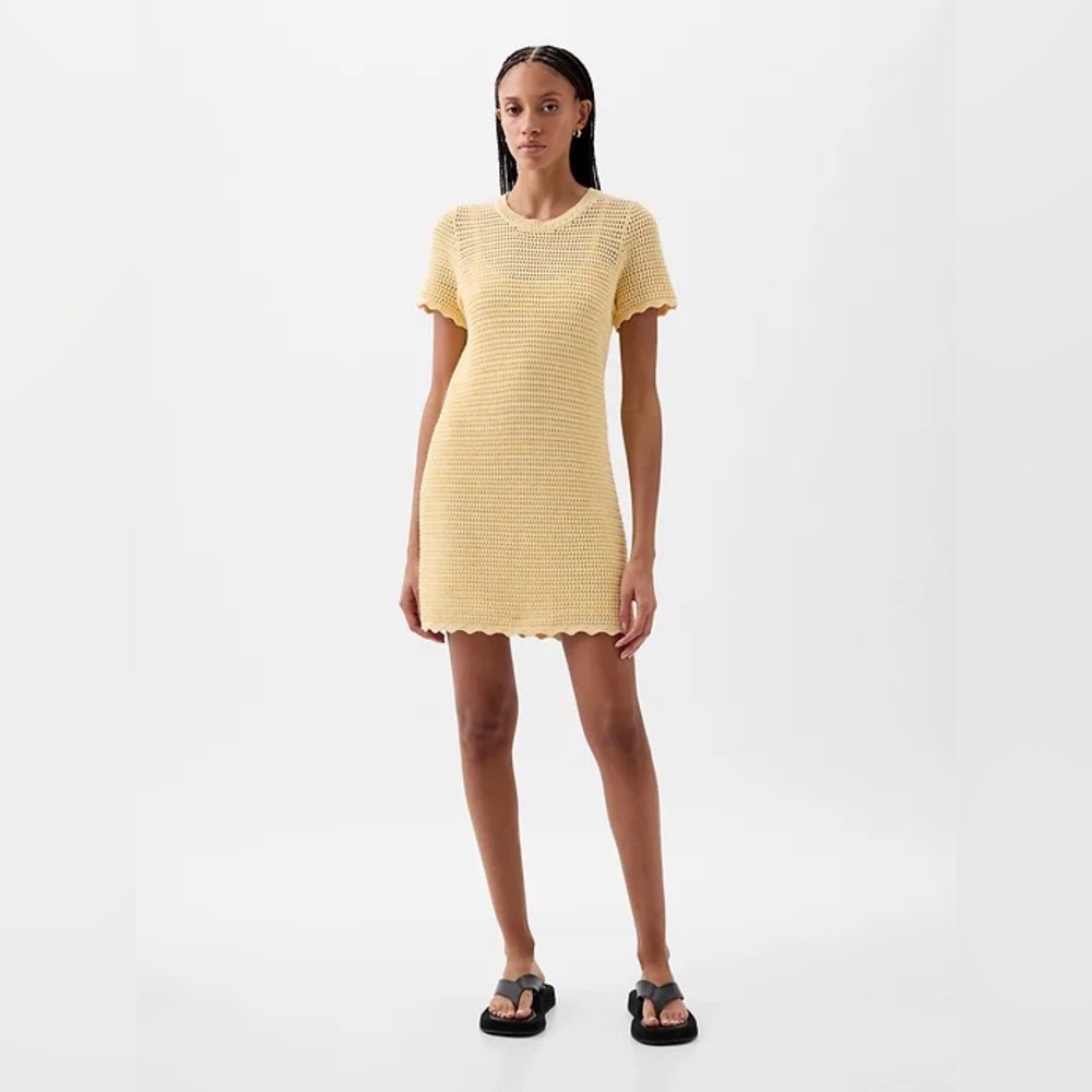 Gap Cotton Crochet Mini Dress in Maize Sz. S